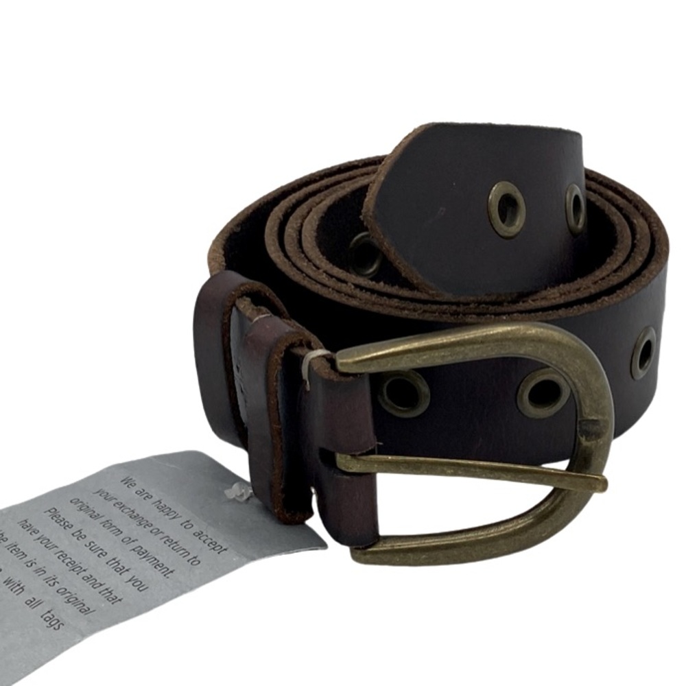 NWT Frye Wide Dark Brown Leather Grommet belt - Style DC864C - Sz L